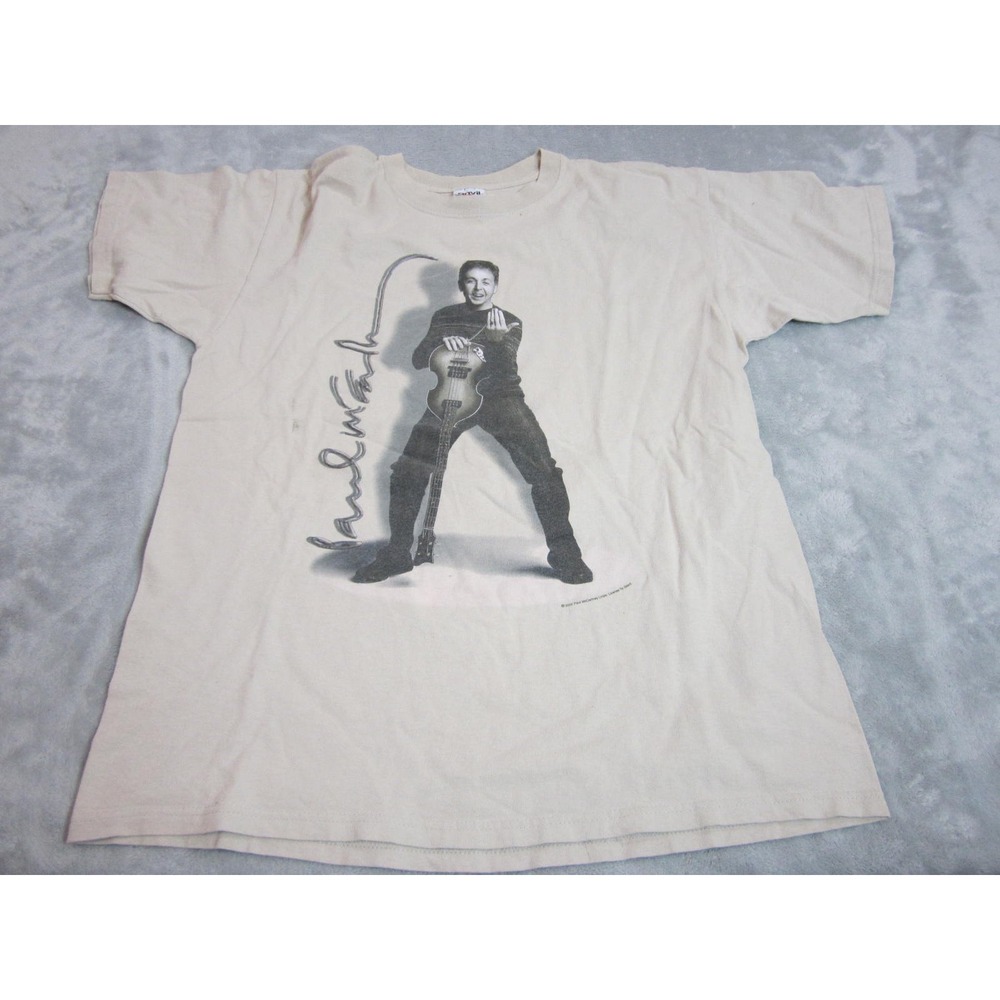 Anvil Paul McCartney T-Shirt Mens L Beige 2002 Driving USA Tour Graphic Tee